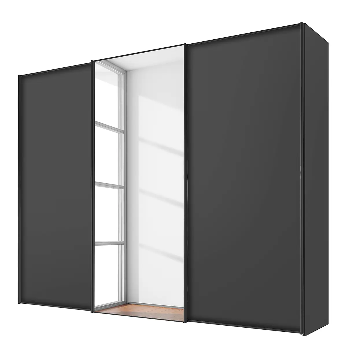 Schwebetürenschrank Typ D 280 x 222cm Grau/Graphit Basic Grau