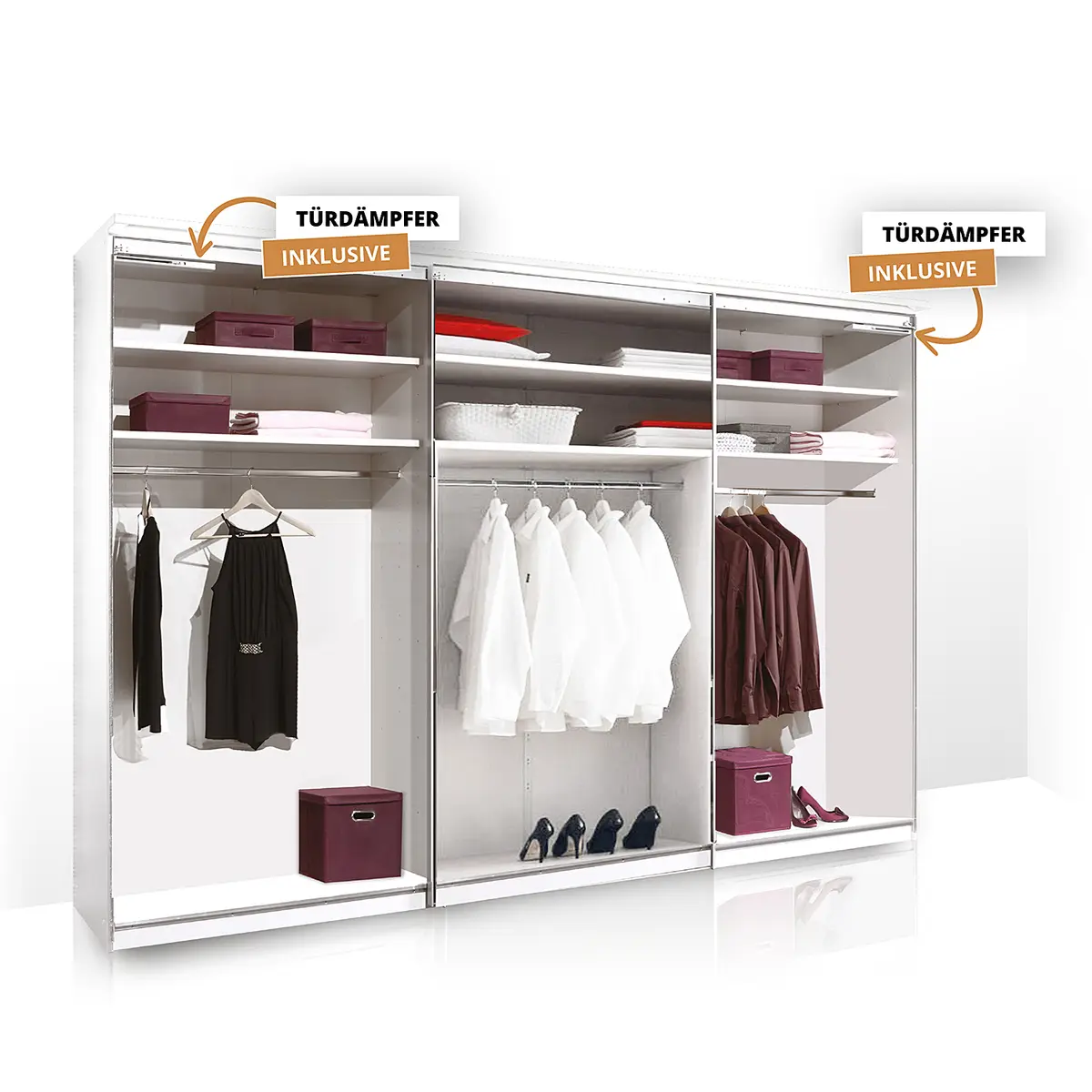 Schwebetürenschrank Typ D | Braun