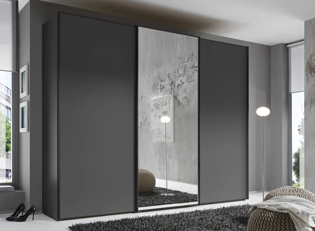 Schwebetürenschrank Typ D 280 x 240cm Grau/Graphit Comfort Grau