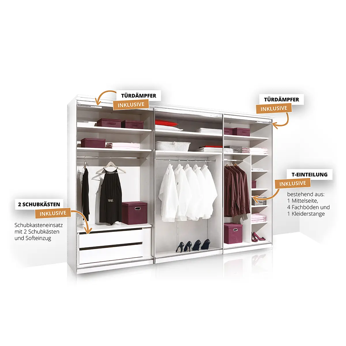Schwebetürenschrank Typ D 280 x 240cm Grau/Graphit | Grau