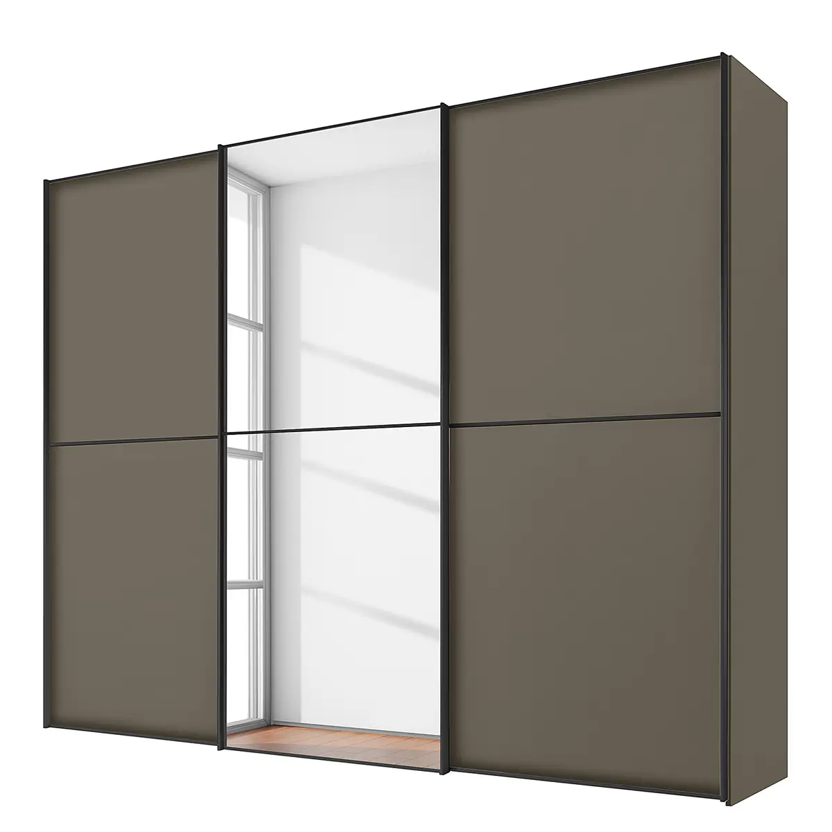 Schwebetürenschrank Typ B 280 x 240cm Braun/Taupe Classic Grau | Braun