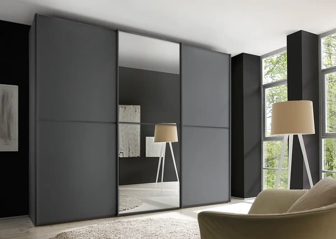 Schwebetürenschrank Typ B 280 x 240cm Grau/Graphit Premium Grau