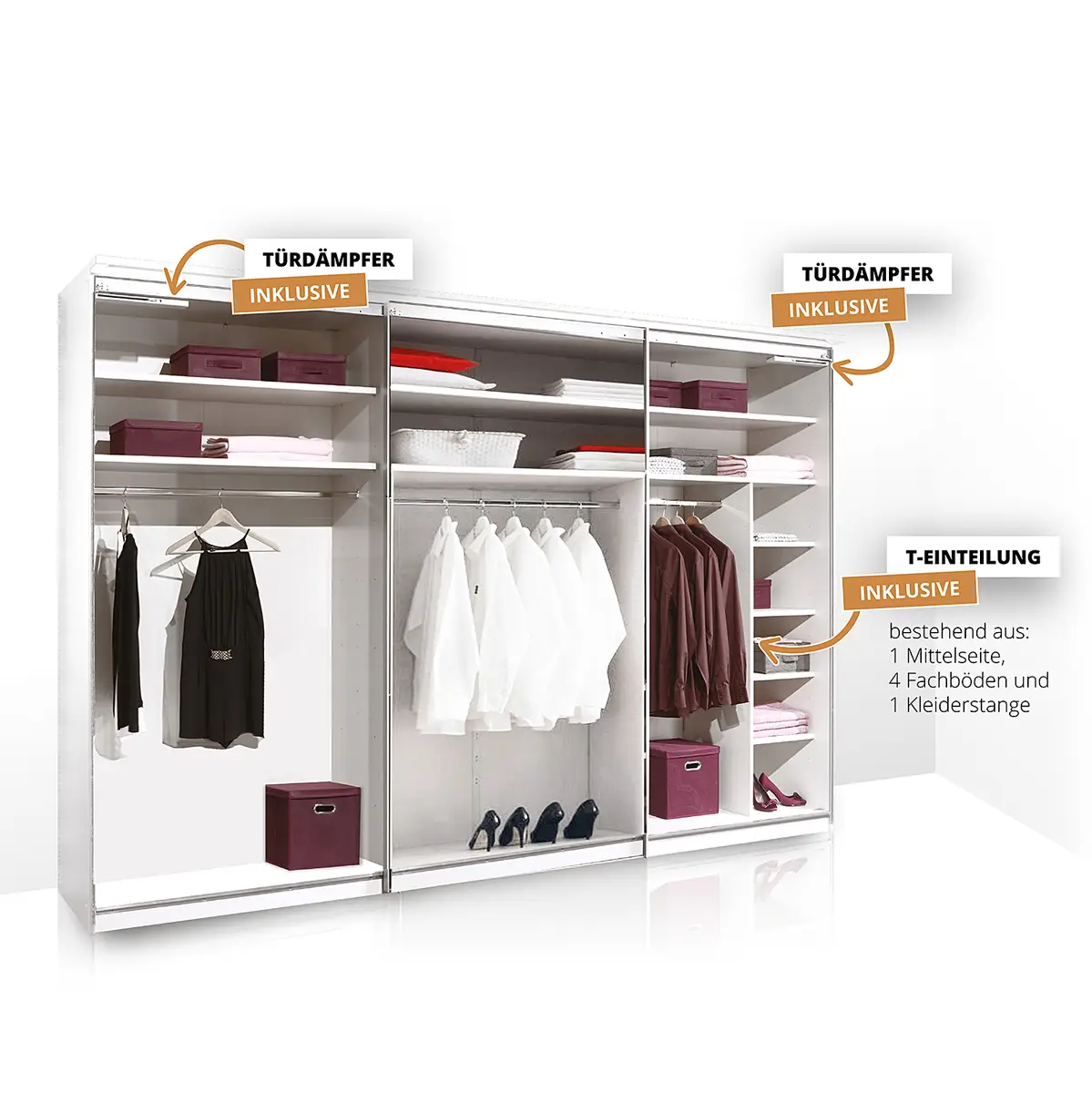 Schwebetürenschrank Sinfonie Plus Typ A 280 x 240cm | Braun