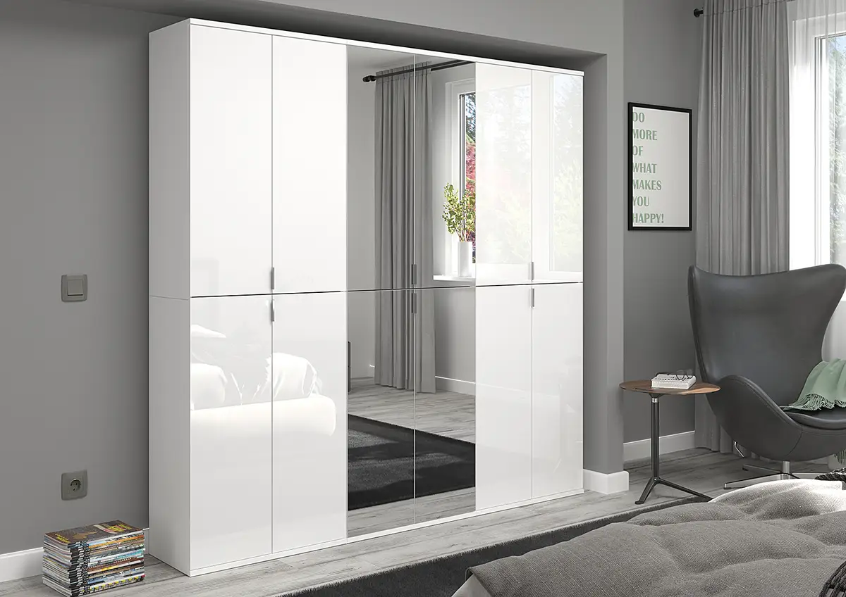 Garderobenschrank Typ B 183cm Weiß/Weiß | Weiß