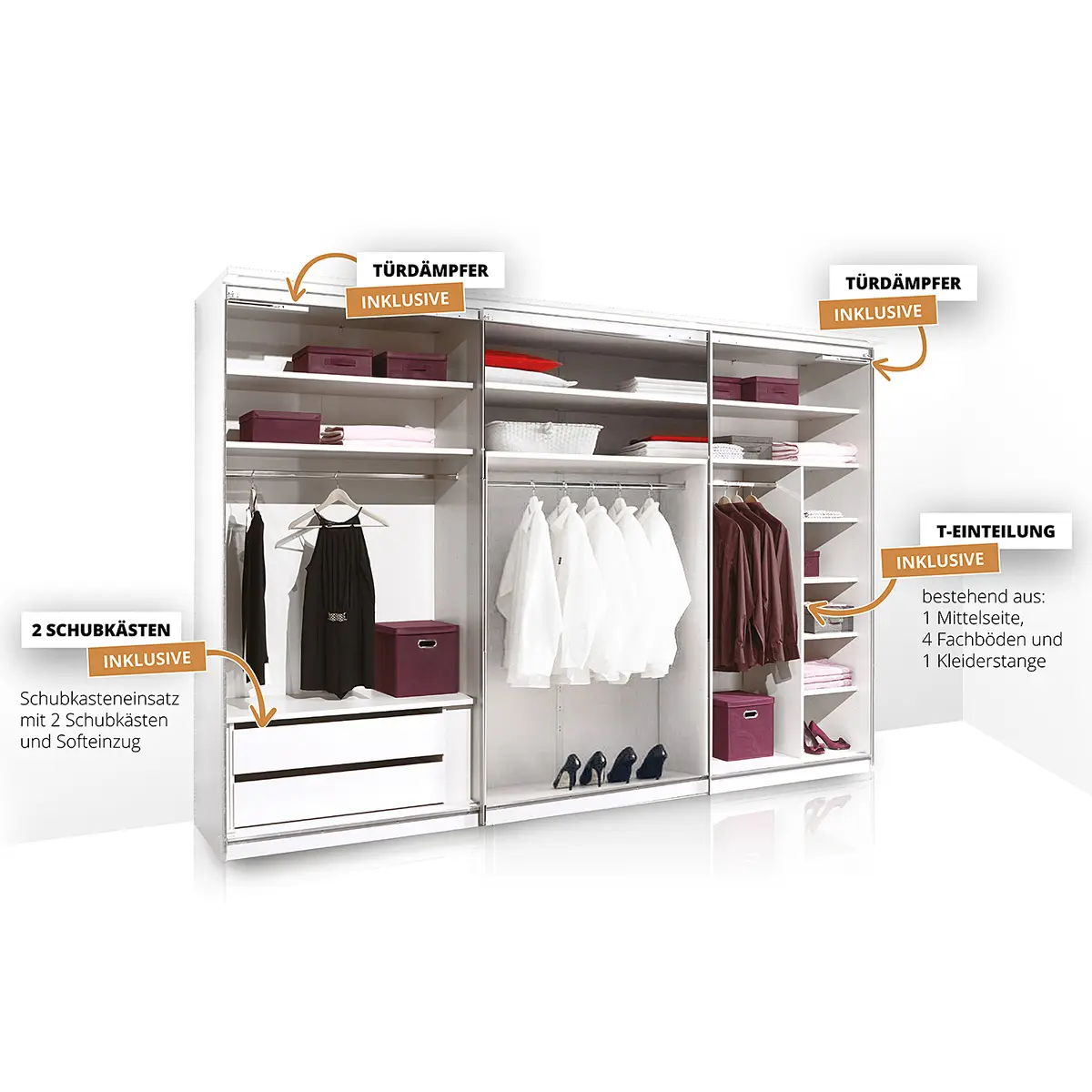Schwebetürenschrank Includo Typ B | Grau