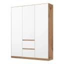 Drehtürenschrank ohne Spiegeltür 136cm Weiß/Alpinweiß/Eiche