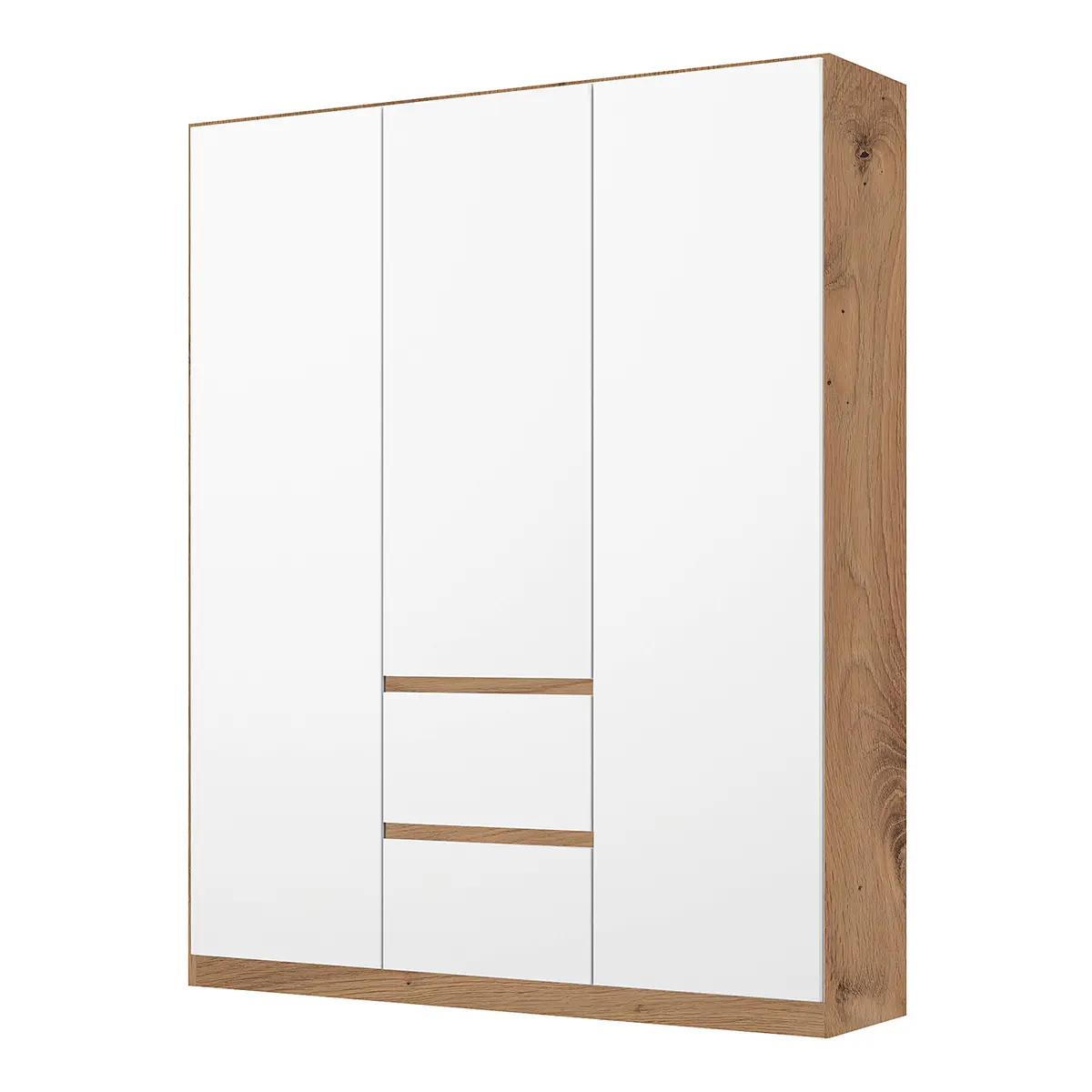 Drehtürenschrank ohne Spiegeltür 136cm Weiß/Alpinweiß/Eiche