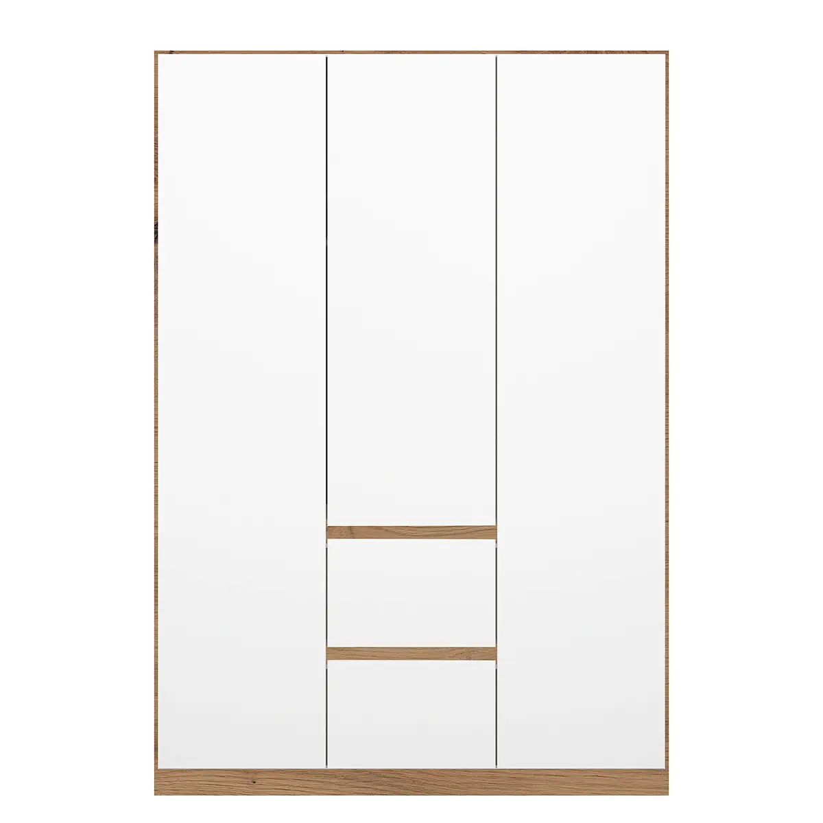Drehtürenschrank ohne Spiegeltür 136cm Weiß/Alpinweiß/Eiche