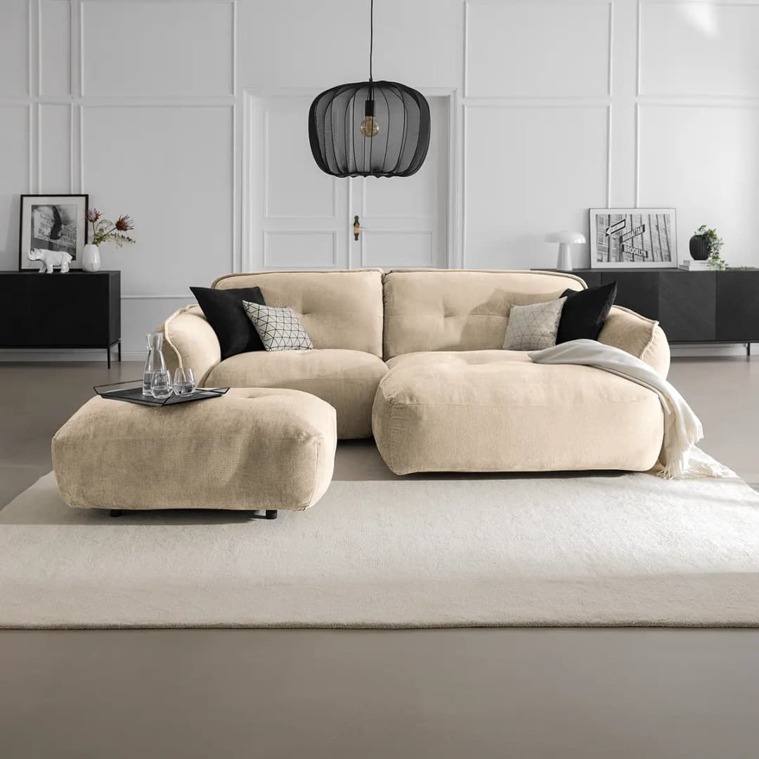 Polsterhocker Lascari | Beige