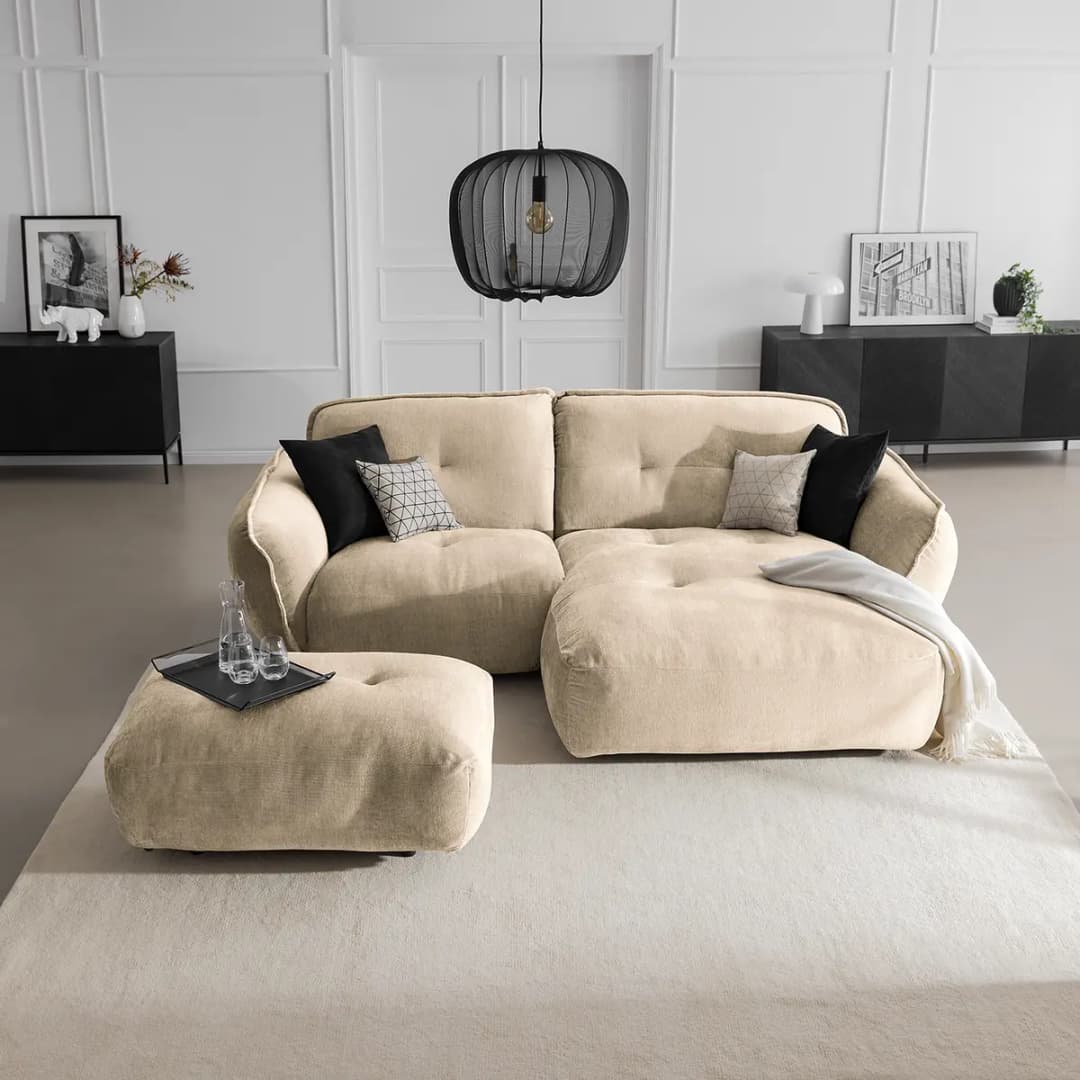 Polsterhocker Lascari | Beige