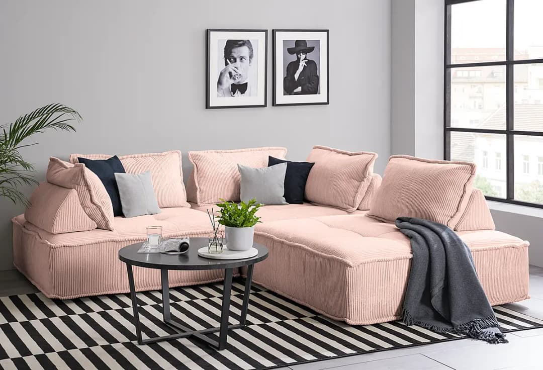 Ecksofa Violett | Mehrfarbig