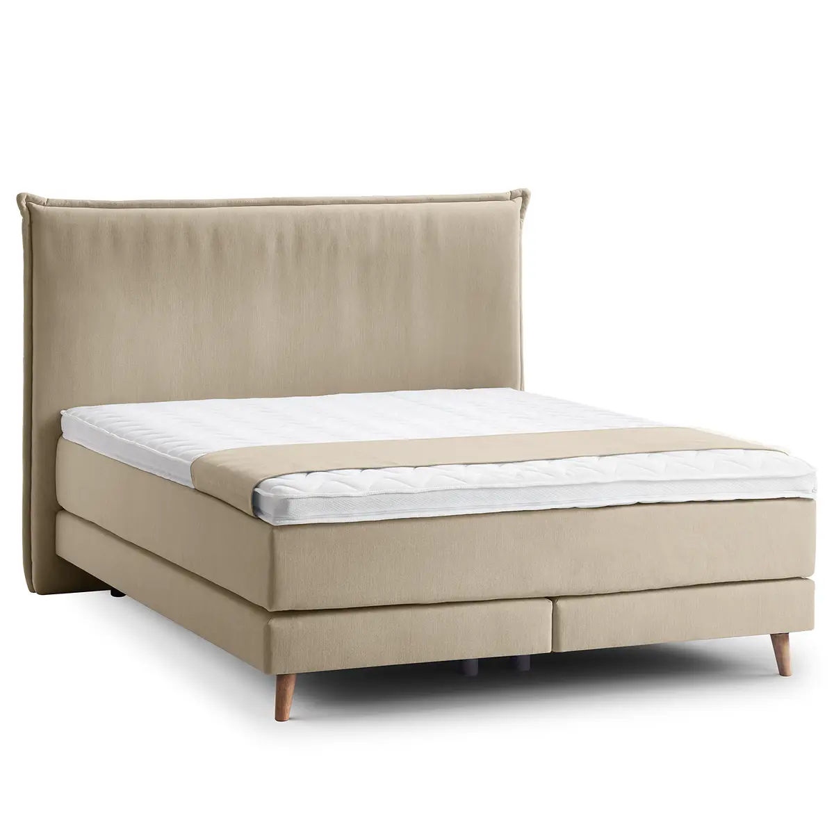 Boxspringbett Klassisch 160 x 200cm Webstoff Meara | Beige