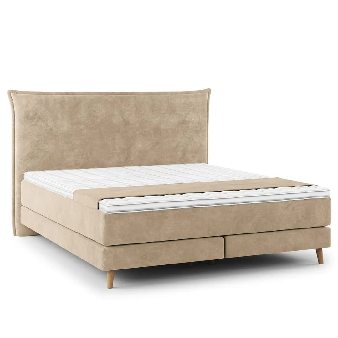 Boxspringbett Klassisch 180 x 200cm Samt Vaia Beige H2 | Beige