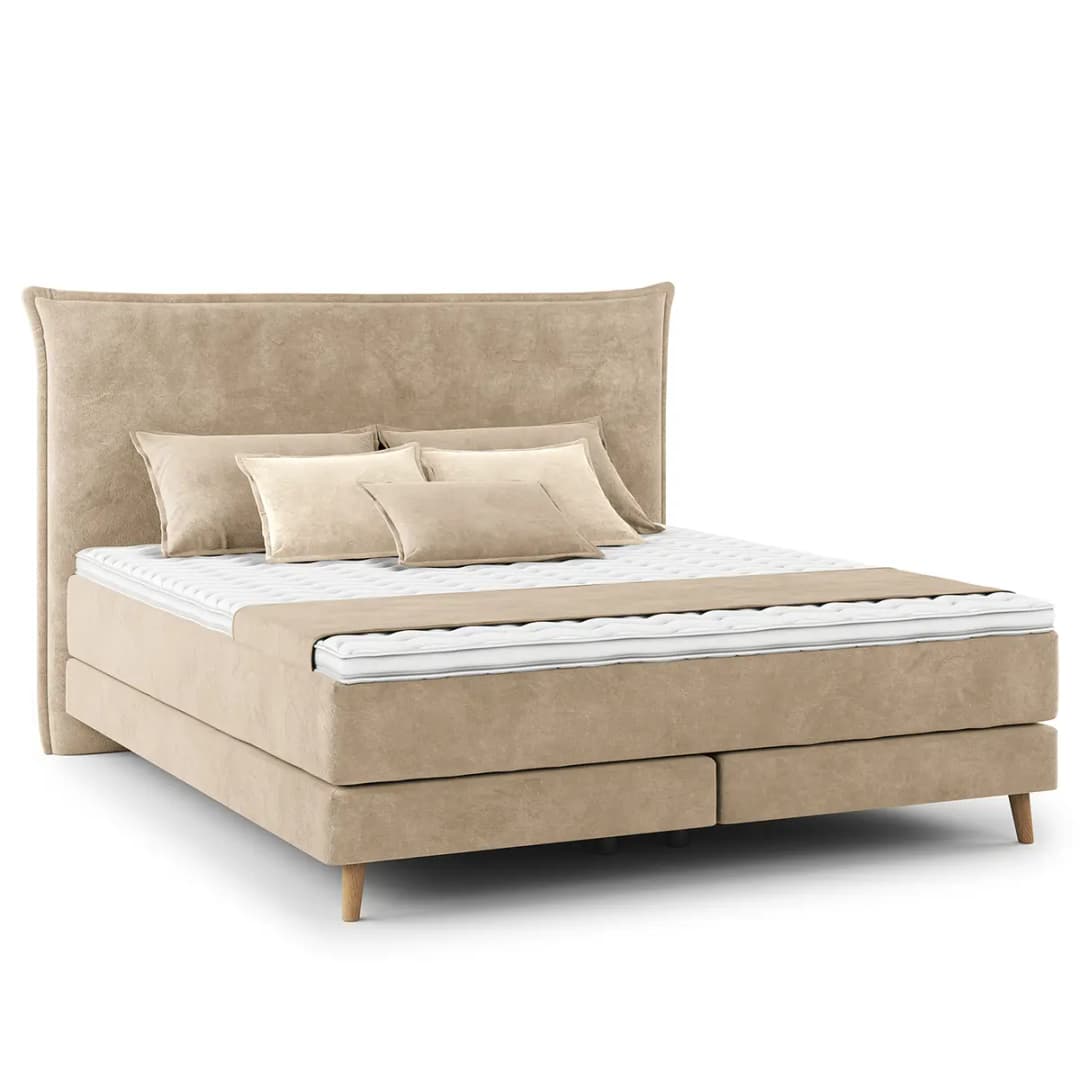 Boxspringbett Klassisch 160 x 200cm Samt Vaia Beige | Beige