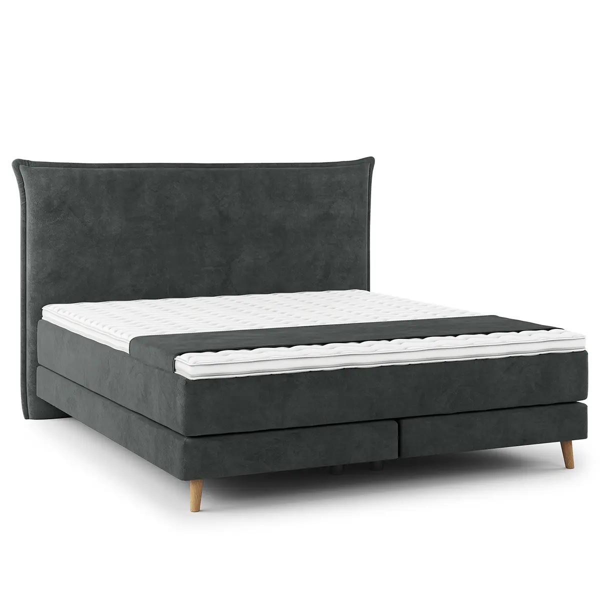Boxspringbett Klassisch 180 x 200cm Samt Vaia Grau/Dunkelgrau