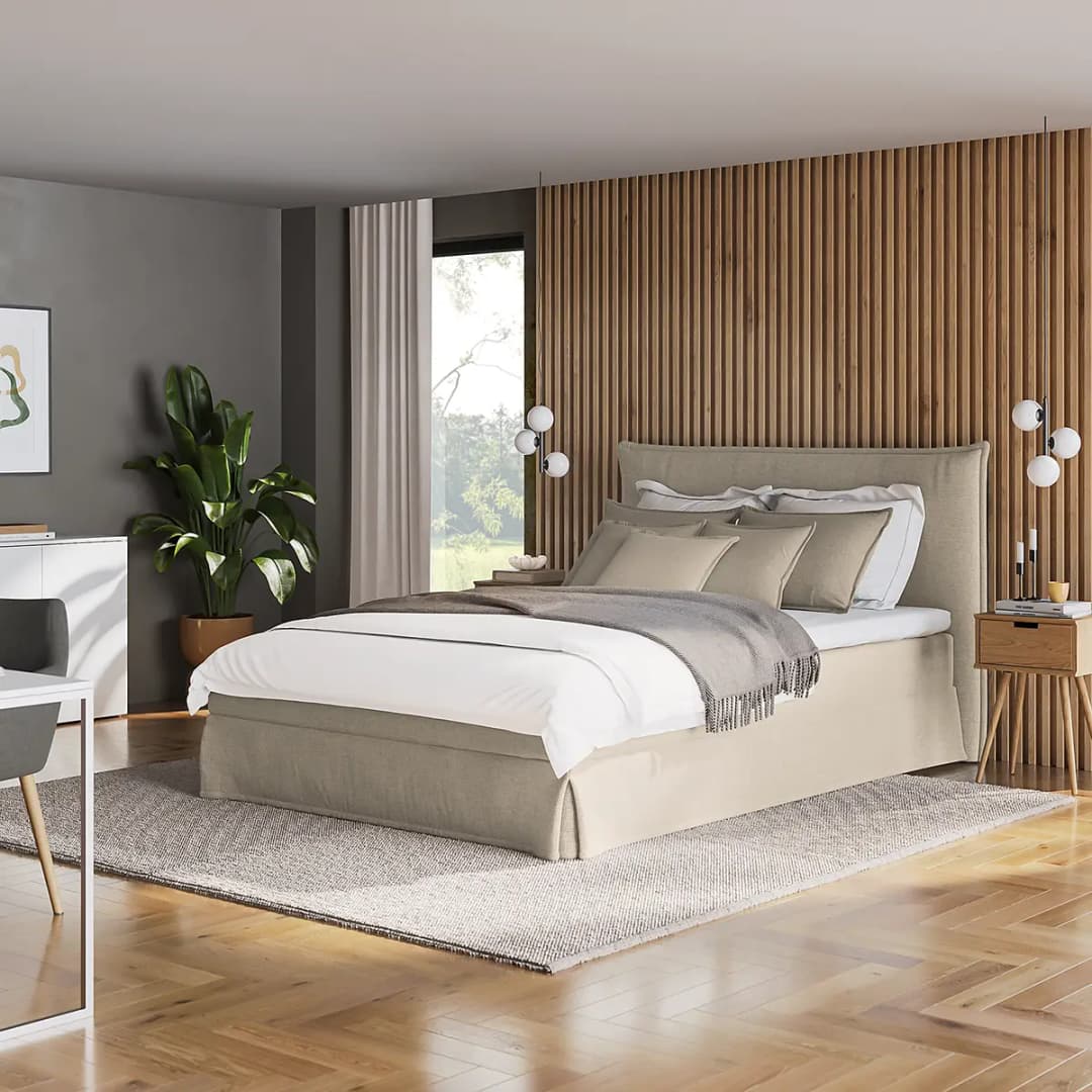 Boxspringbett mit Husse 160 x 200cm Microfaser Orela | Beige