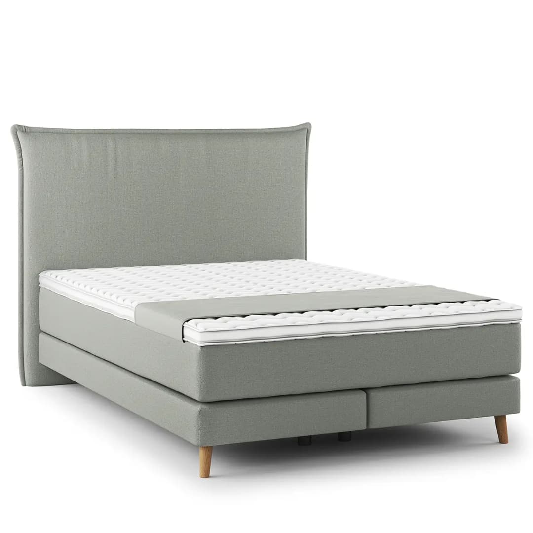 Boxspringbett Klassisch 140 x 200cm Microfaser Orela Grau/Grau