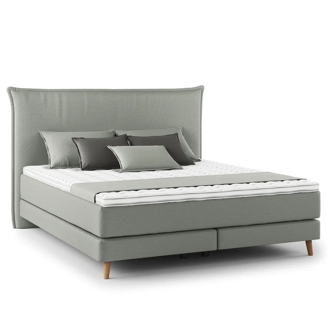 Boxspringbett Klassisch 160 x 200cm Microfaser Orela Grau/Grau