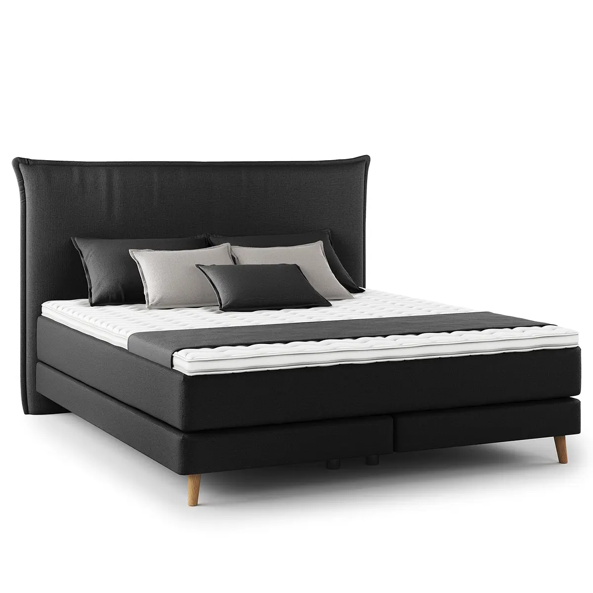 Boxspringbett Klassisch 160 x 200cm Microfaser Orela | Schwarz