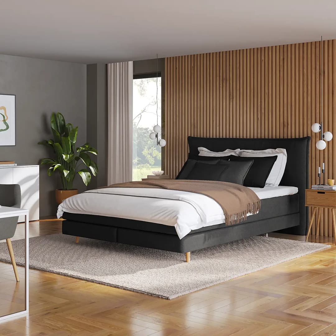 Boxspringbett Klassisch 160 x 200cm Microfaser Orela | Schwarz