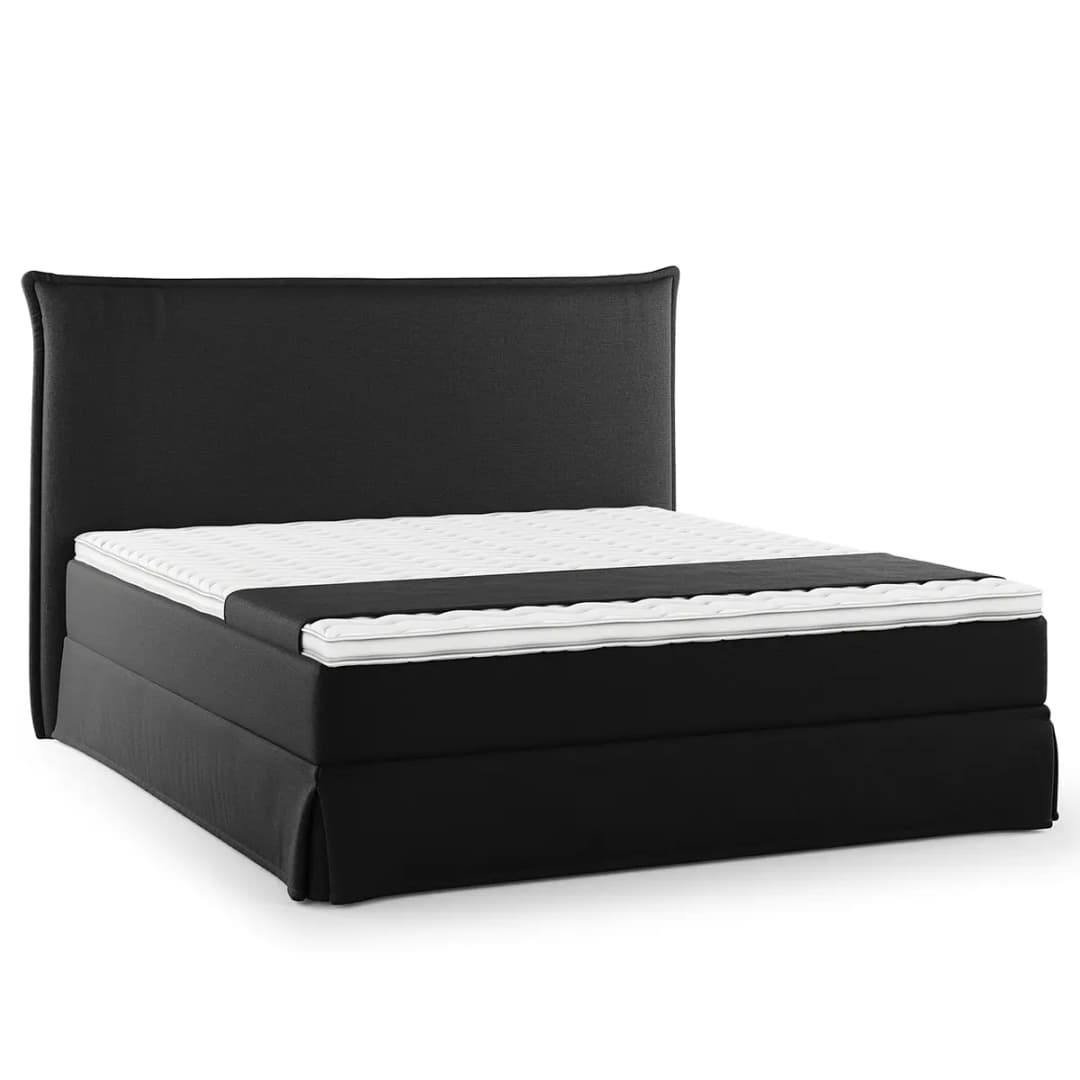 Boxspringbett mit Husse 180 x 200cm Microfaser Orela | Schwarz
