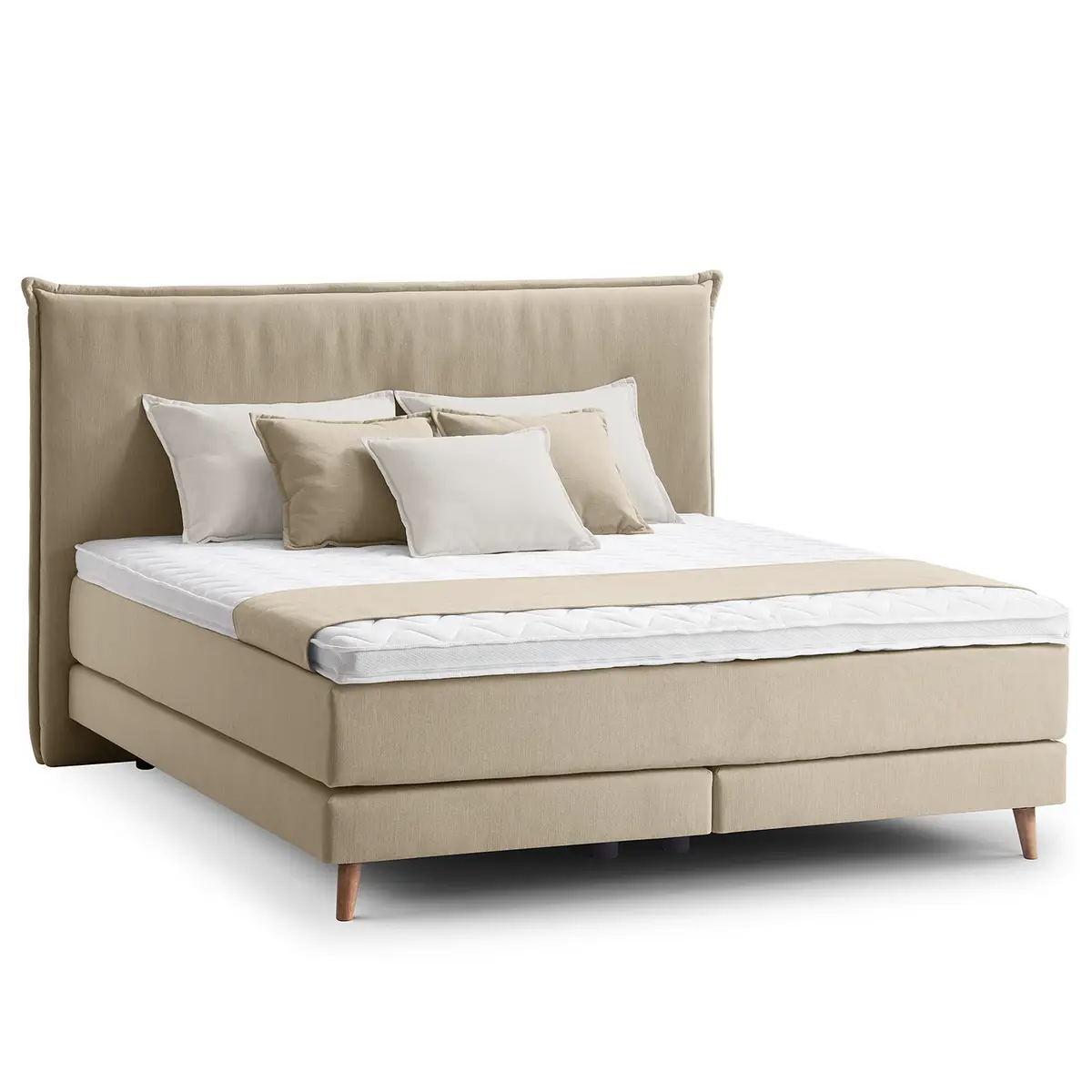 Boxspringbett Klassisch 180 x 200cm Webstoff Meara | Beige