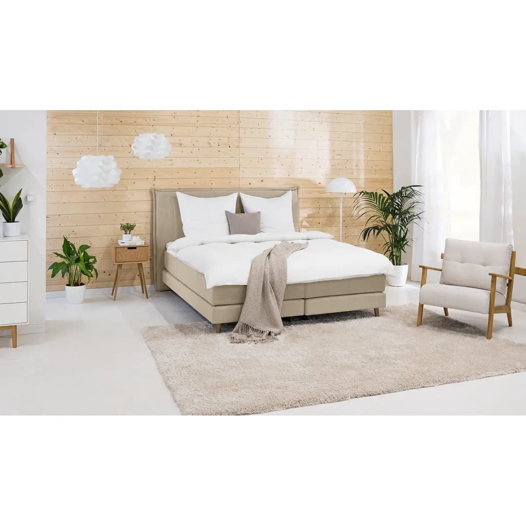 Boxspringbett Klassisch 180 x 200cm Webstoff Meara | Beige