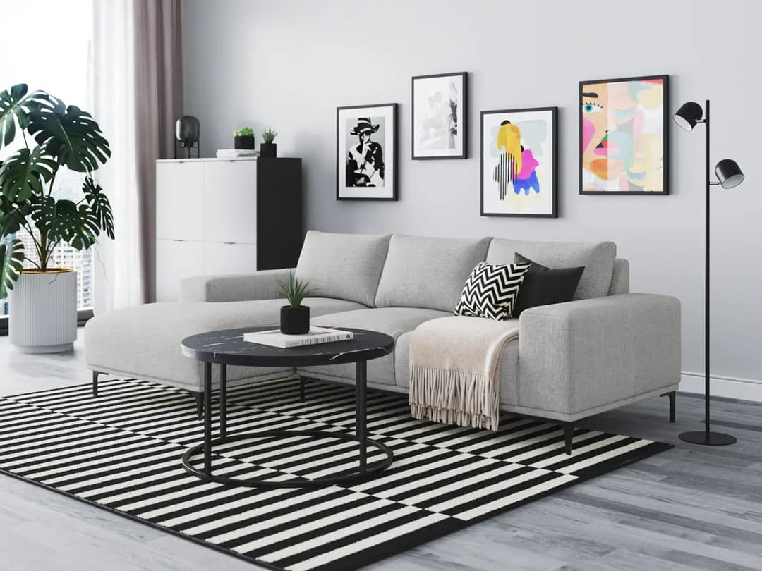 Ecksofa Grau/Grau Microfaser Hoku | Grau