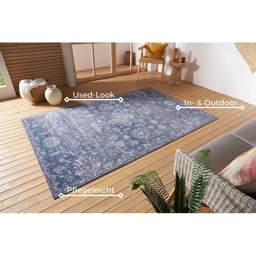 In- und Outdoor Teppich Alexandria Blau | Blau