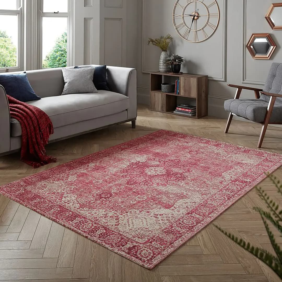 Kurzflorteppich Antique Traditional | Rosa
