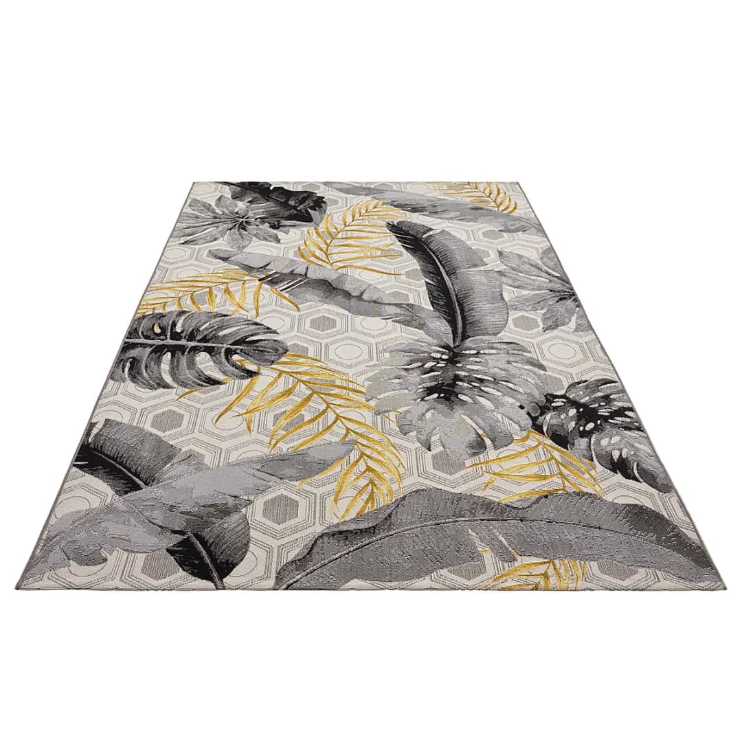 In-/Outdoor Teppich Gold Leaves Grau | Grau