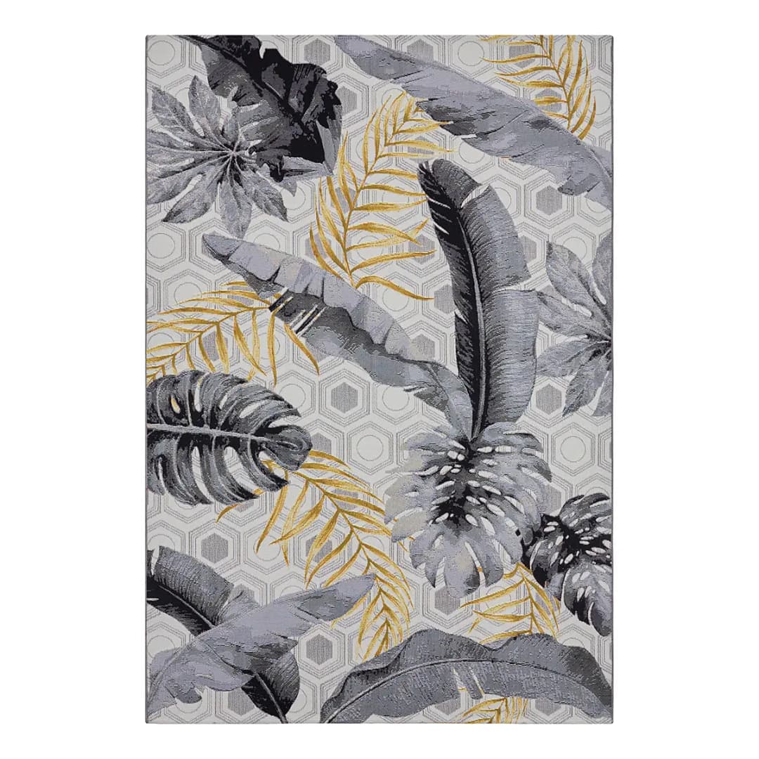 In-/Outdoor Teppich Gold Leaves Grau | Grau