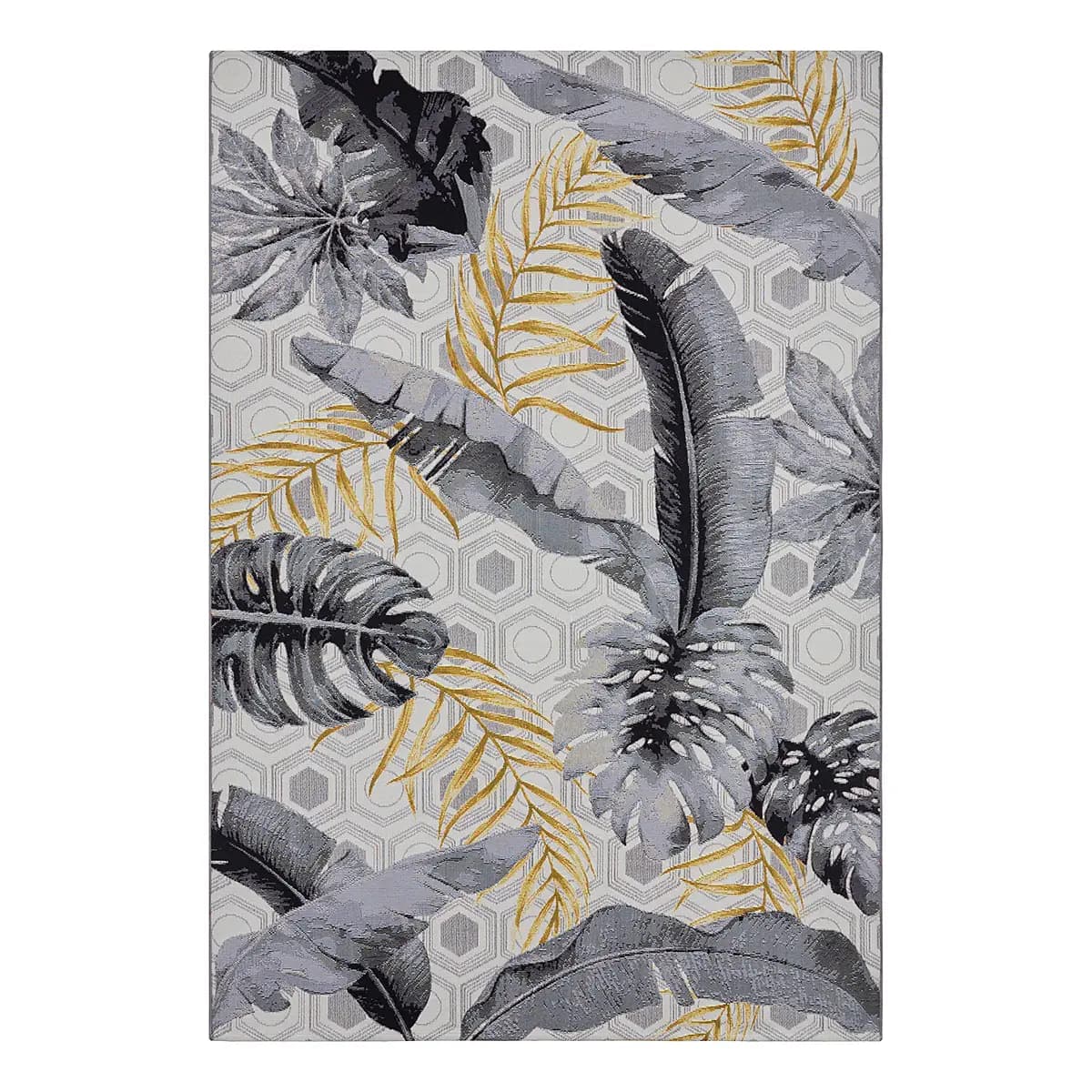 In-/Outdoor Teppich Gold Leaves Grau | Grau