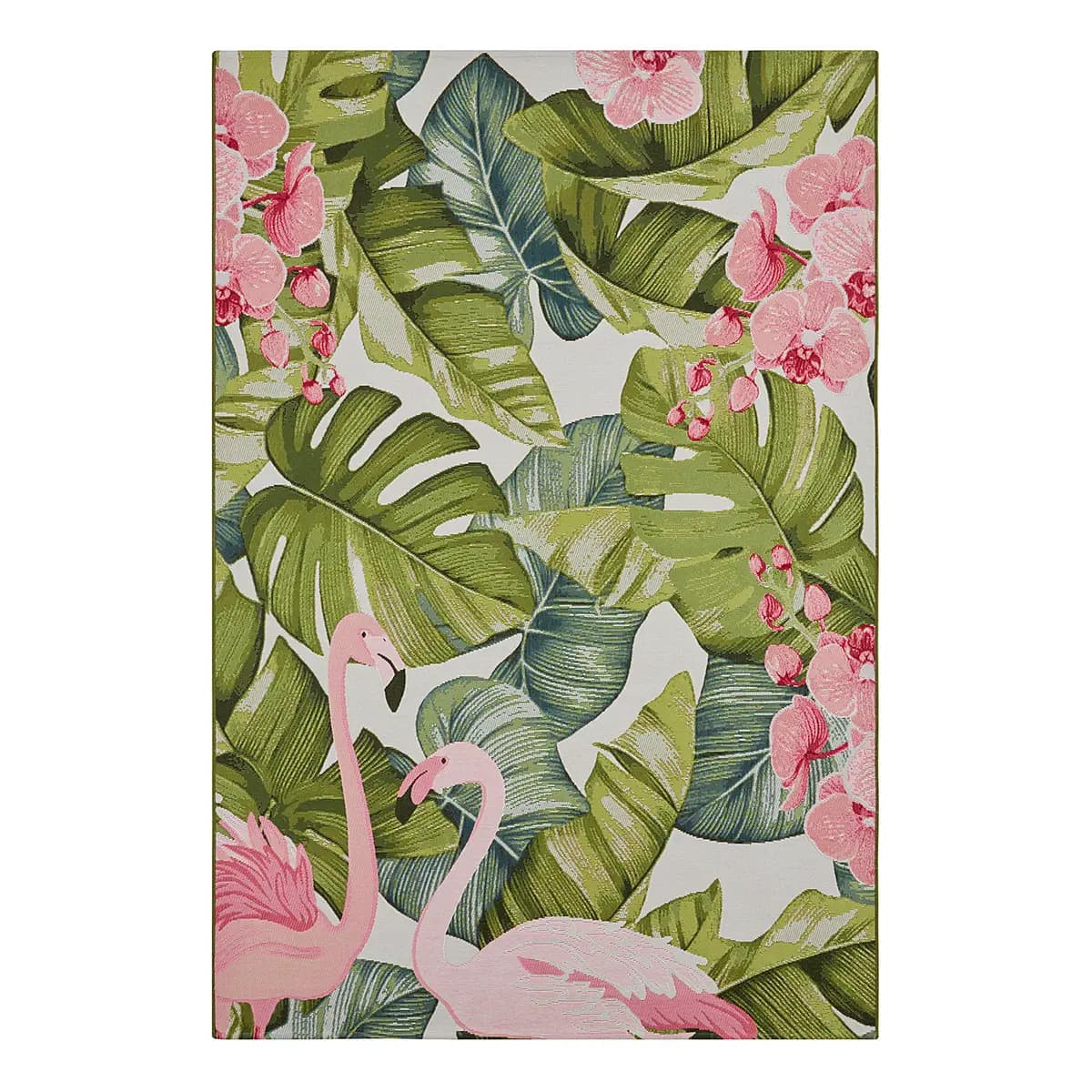 In-Outdoor Teppich Tropical Flamingo Grün | Grün