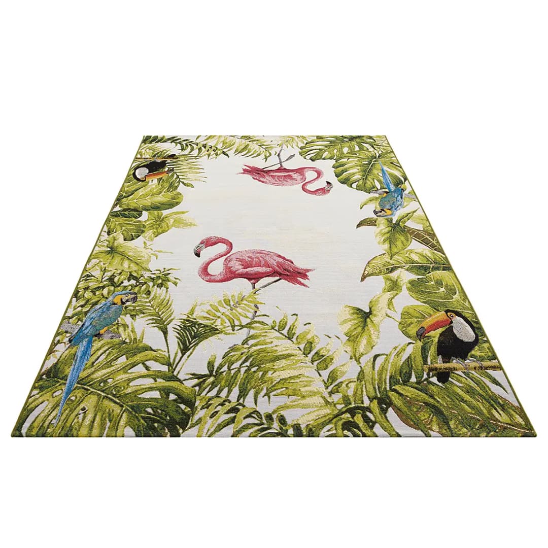 In-/Outdoor Teppich Tropical Birds Grün | Grün