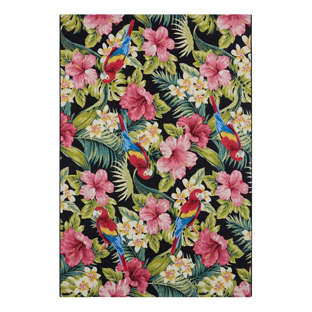 In-/Outdoor Teppich Tropical Feeling Schwarz | Schwarz