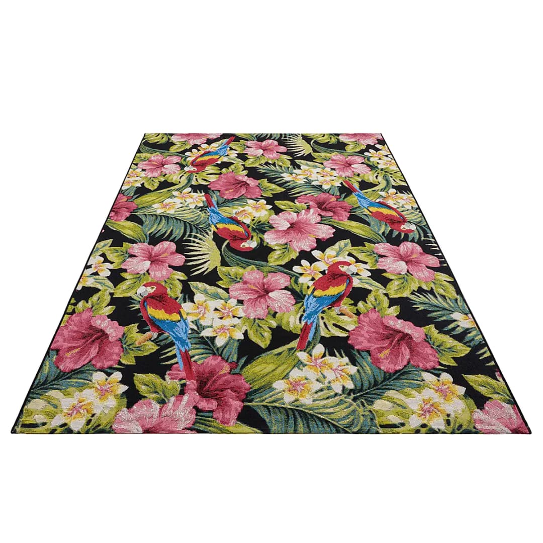 In-/Outdoor Teppich Tropical Feeling Schwarz | Schwarz