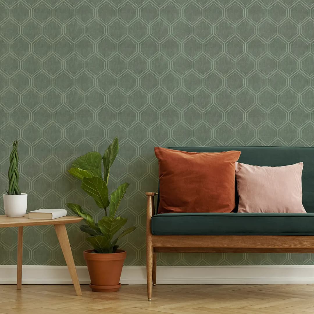 Vliestapete Hexagon Typ A | Grün