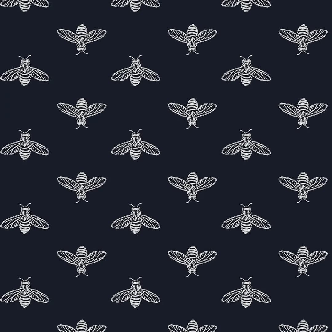 Vliestapete Block Print Bee | Blau