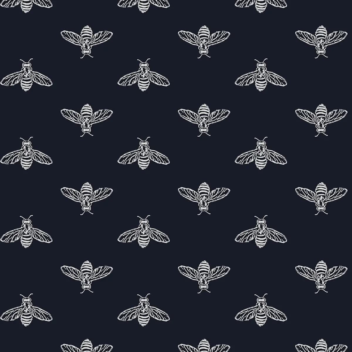 Vliestapete Block Print Bee | Blau
