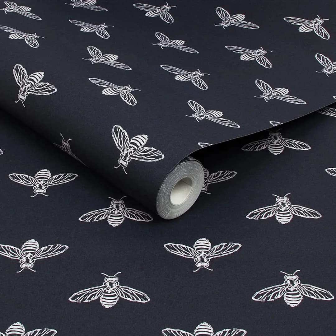Vliestapete Block Print Bee | Blau