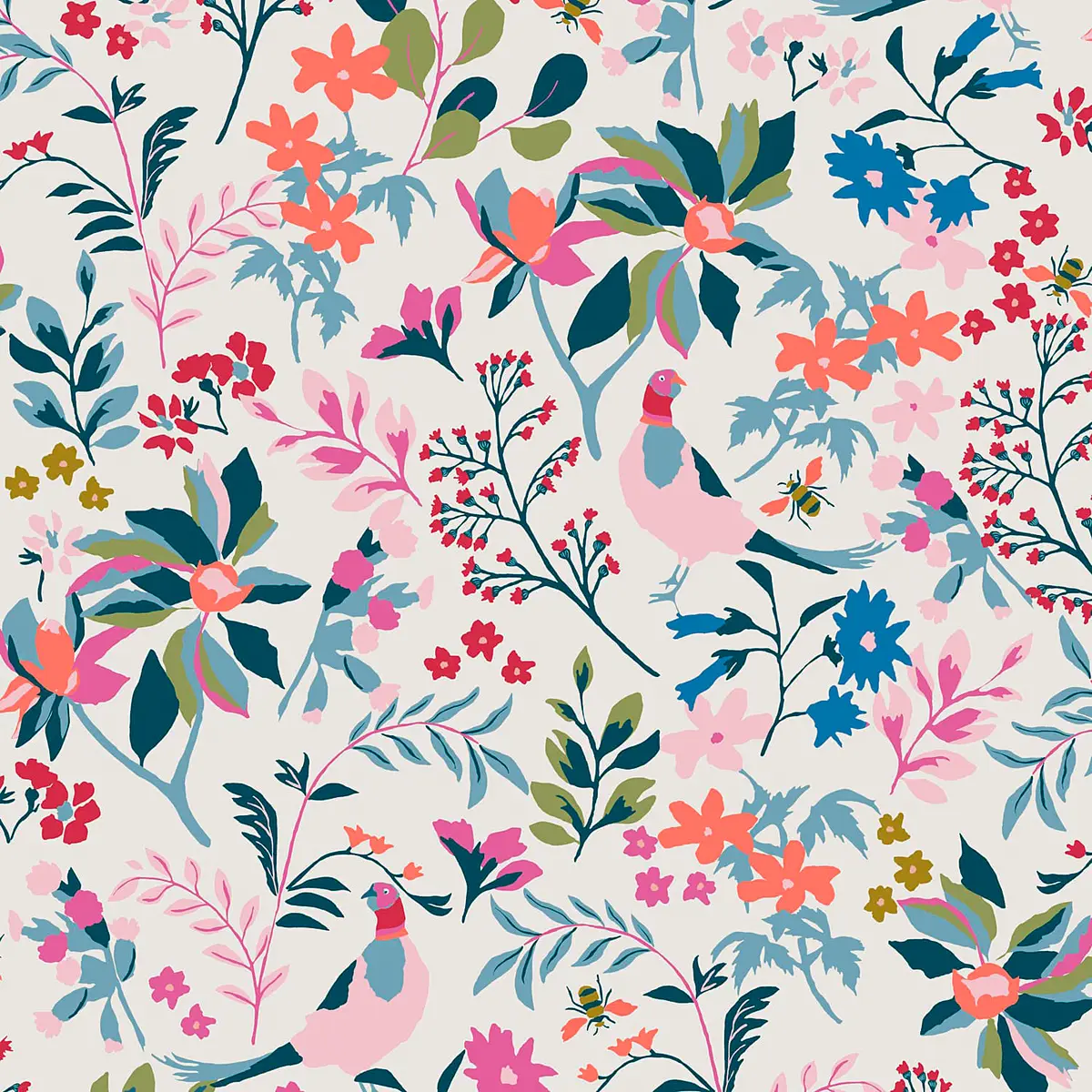 Vliestapete Fields Edge Floral | Mehrfarbig