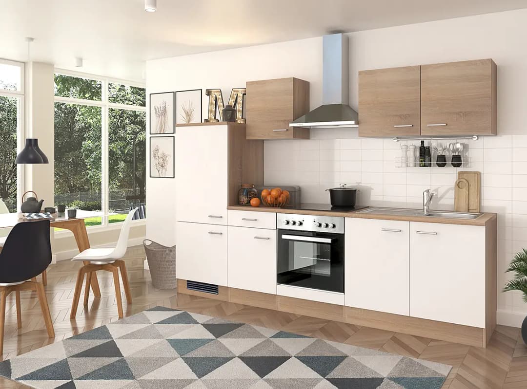 Hängeschrank 50cm Braun/Weiß/Weiß/Eiche Sonoma Dekor | Holztöne