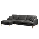 Ecksofa Grau Samt Ravi | Grau