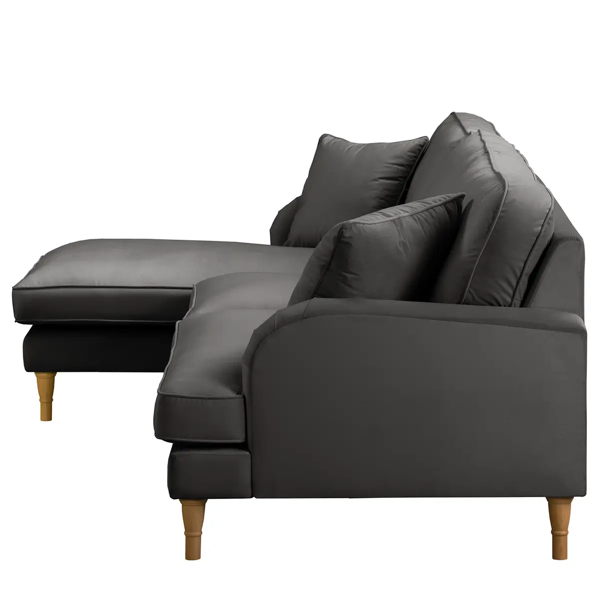 Ecksofa Grau Samt Ravi | Grau