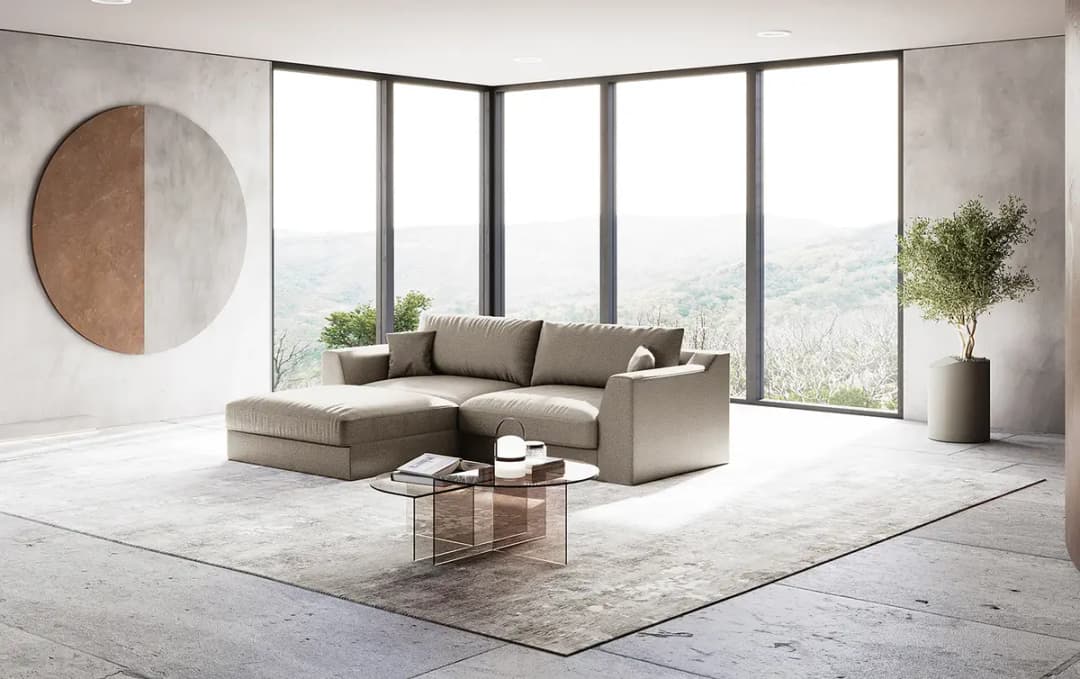 Ecksofa mit Longchair Taeko | Grau