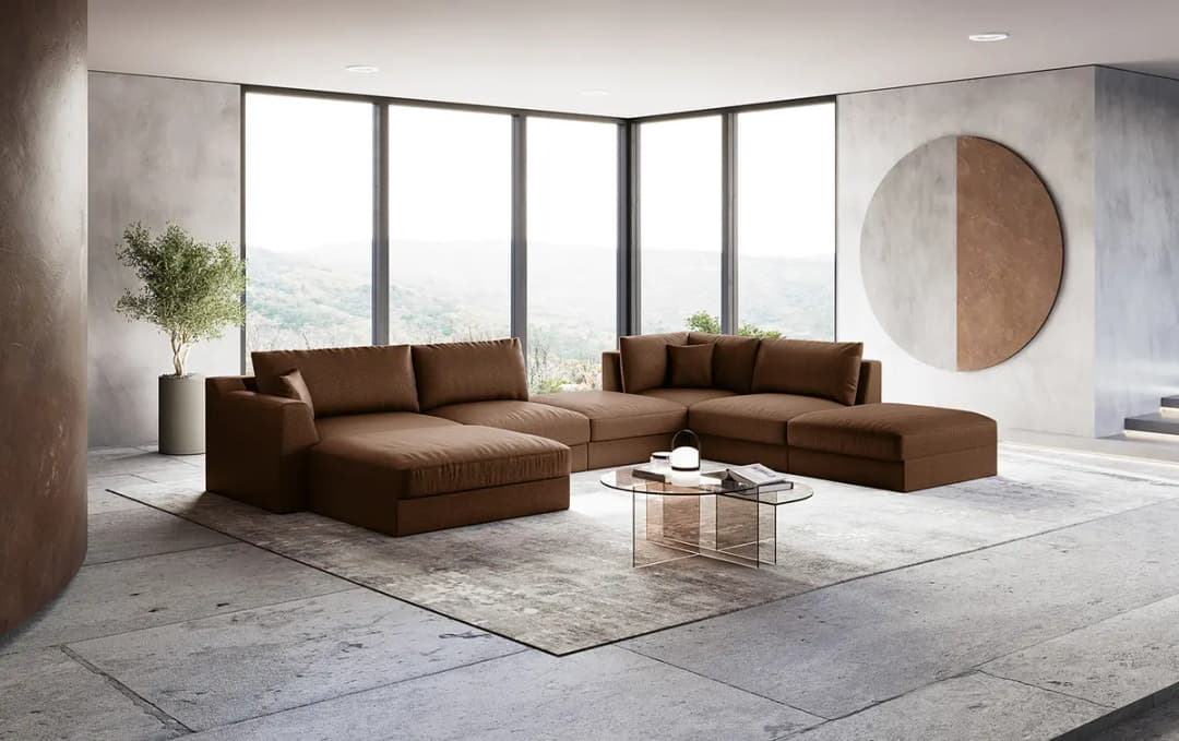 Maison Belfort Dixwell Wohnlandschaft mit Hocker | Braun