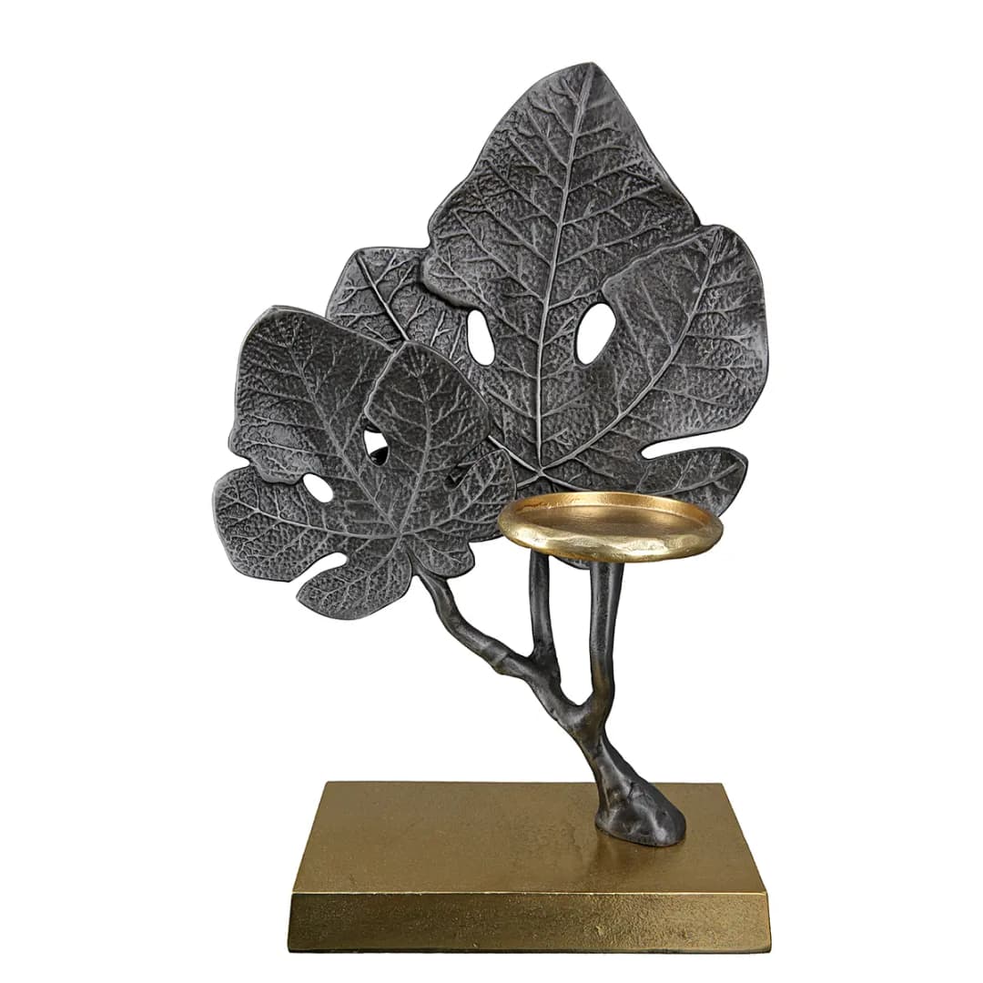 Kerzenhalter Leaf | Grau