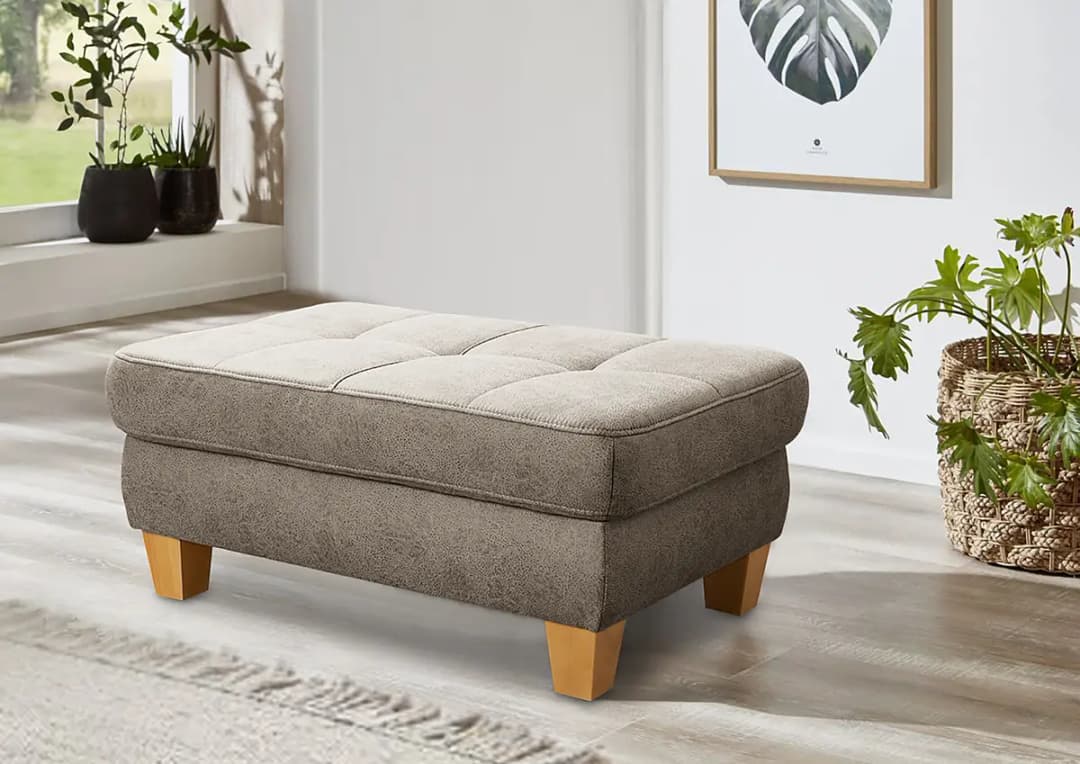 Polsterhocker Elley | Grau