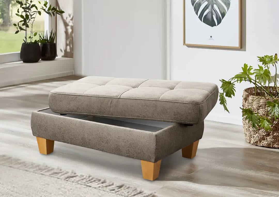 Polsterhocker Elley | Grau